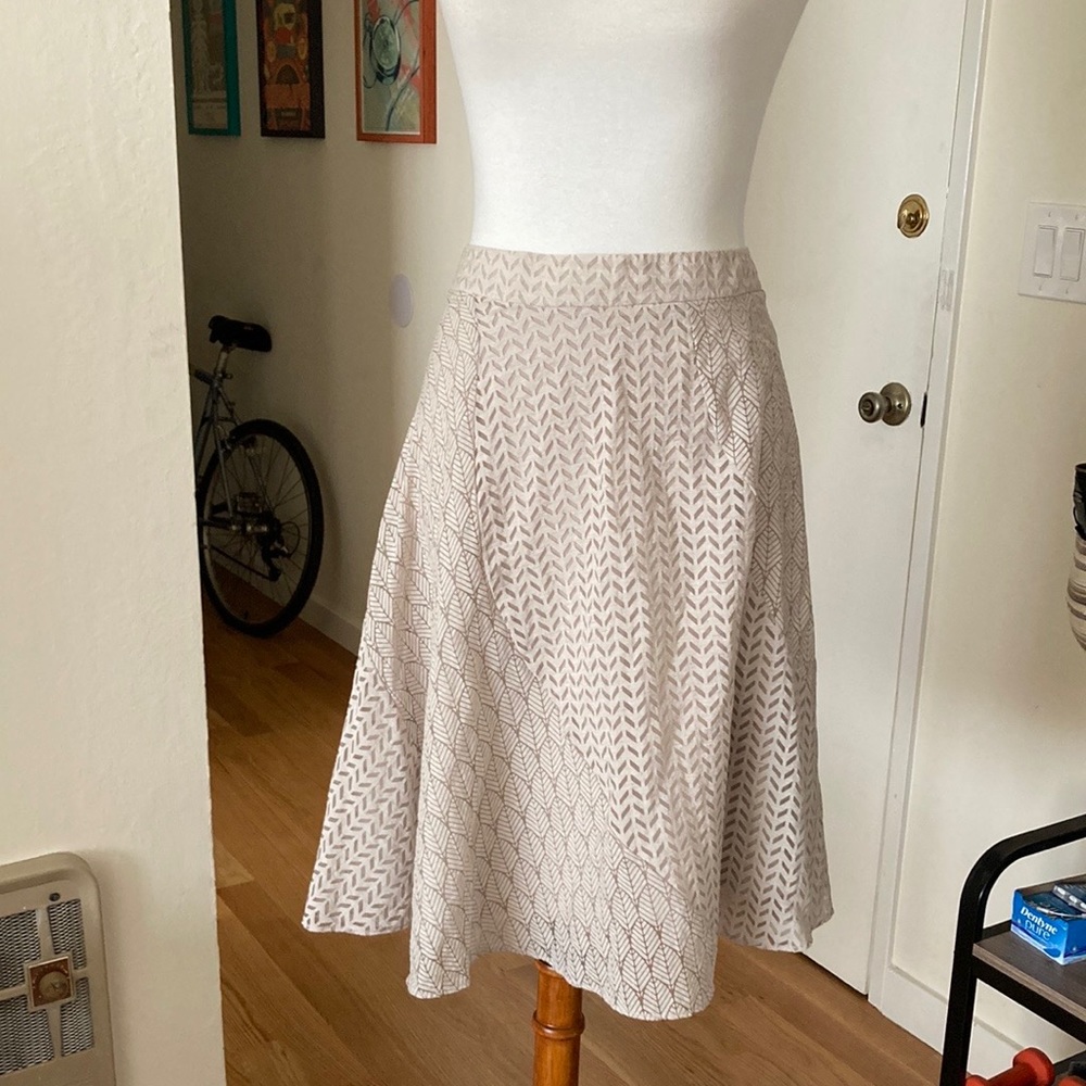 Maeve Beige Patterned A-Line Skirt